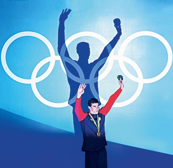 2016년 리우 올림픽에서 금메달을 획득한 오메가 홍보대사 마이클 펠프스